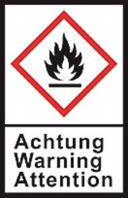 GHS-Gefahrstoffetikett L 40 x B 27 mm, Flamme/Achtung, 1 Rolle