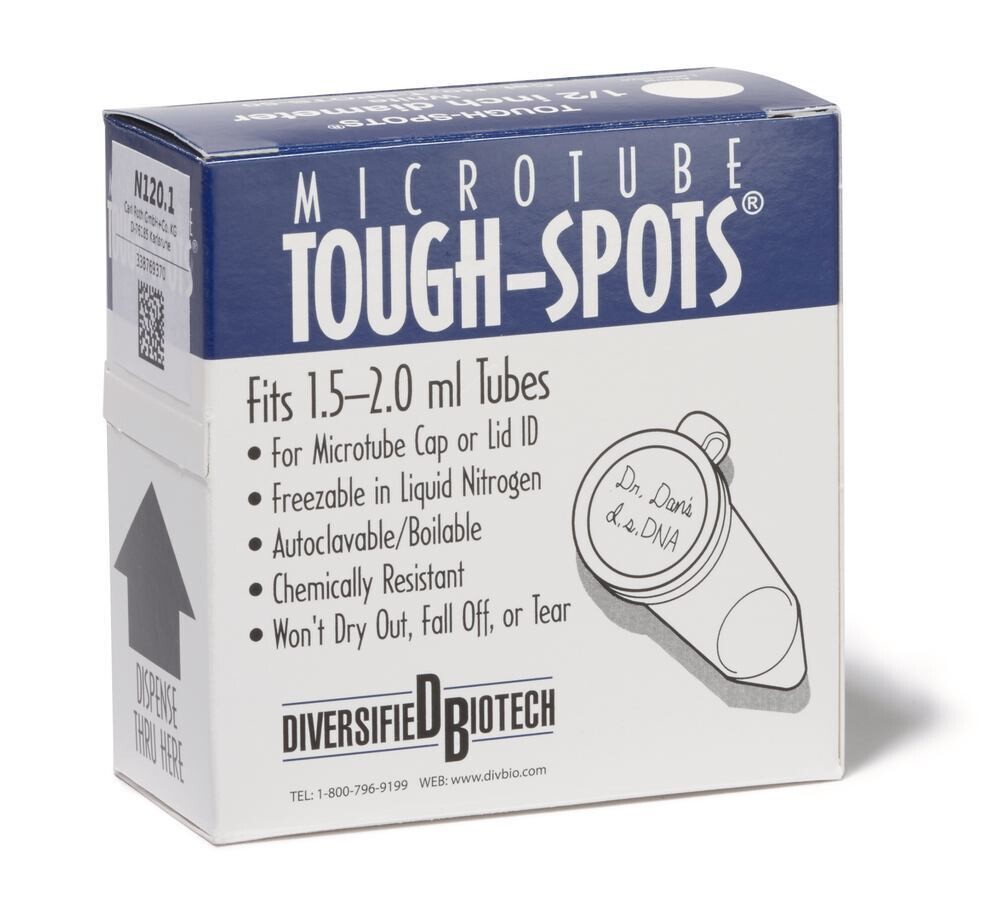 Labels Tough Spots on the roll round, white, 12.7 mm, Gesch. for, 1.5/2 ml vials, 1 Roll