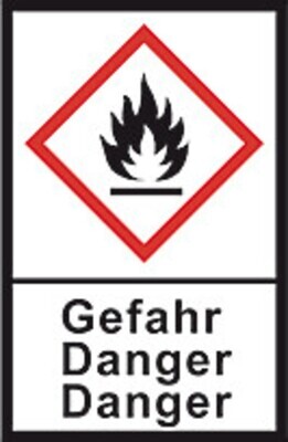 GHS hazardous substances label L 30 x W 22 mm, Flame / Danger, 1 Roll