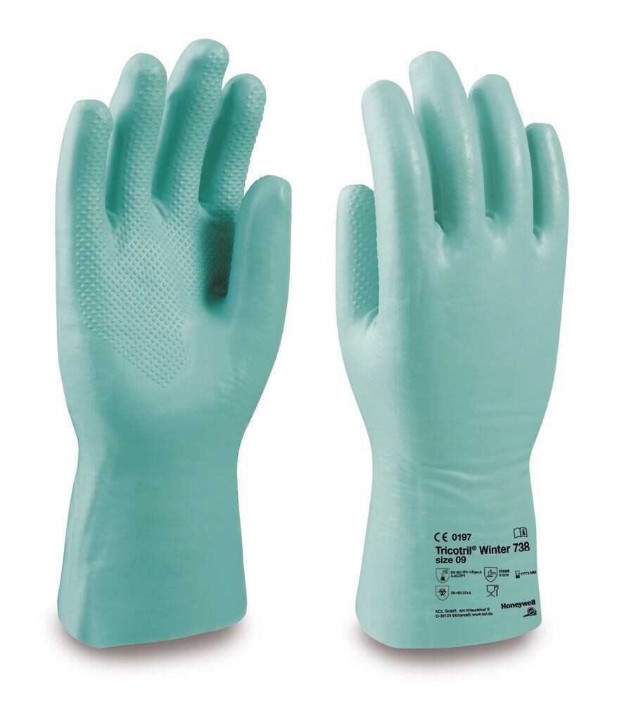 Chemical protection gloves Tricotril® Winter 738, Size, 8, 20 Pair