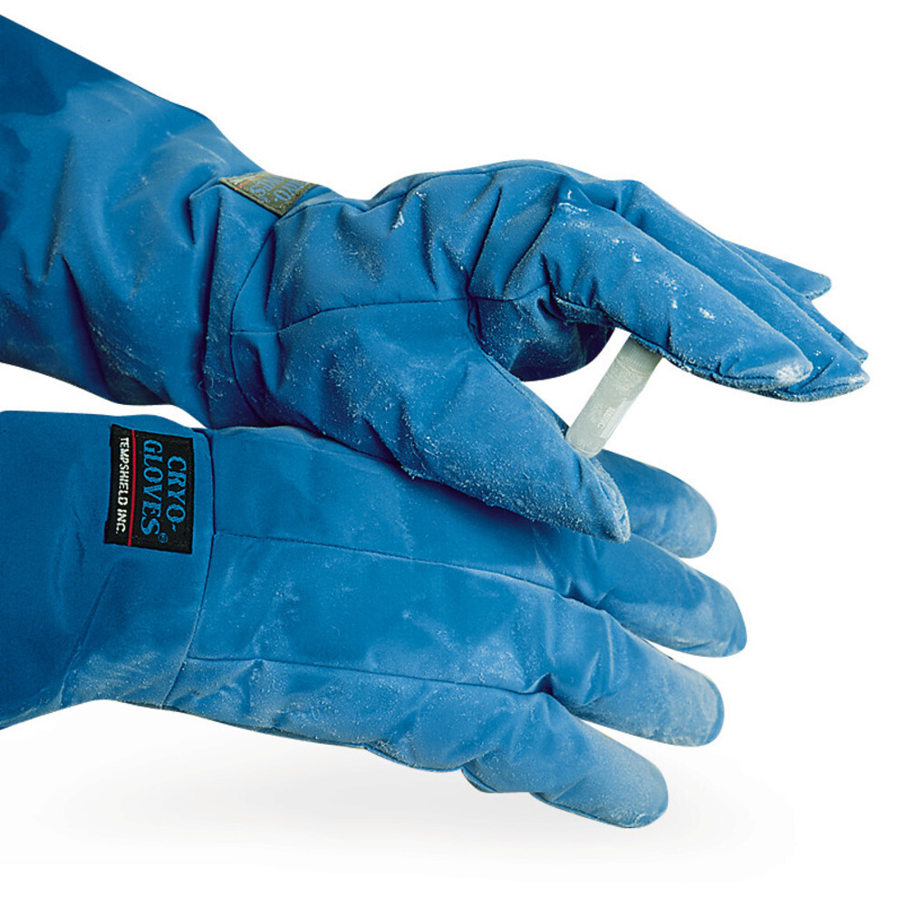 Cold protection gloves Cryo-Gloves® water-repellent with cuff, forearm length, blue, 345 mm, Size, M (9), 1 Pair