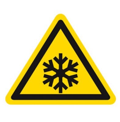 Warnsymbol nach ISO 7010 Einzeletikett, niedrige Temperatur/Frost, Seitenlänge 200 mm, 1 Stück