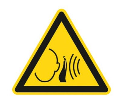 Warning symbol according to ISO 7010 Individual label, Unexpected loud noise, Side length 100 mm, 1 piece