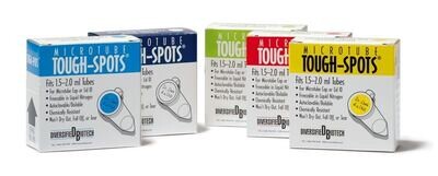 Étiquettes Tough Tags sur rouleau carré, blanc, 38 x 19 mm, Gesch. pour tubes à essai, 1 rouleaux
