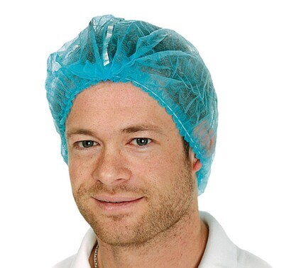 Redecilla desechable con clip detectable, azul, 100 unidades