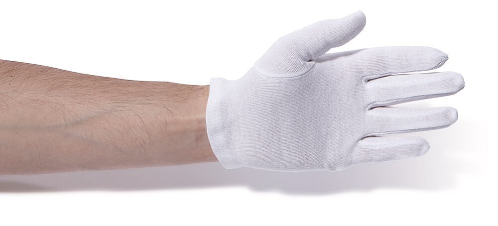 Cotton gloves medium-heavy quality, length approx. 24 cm, Size, 8, 12 Pair
