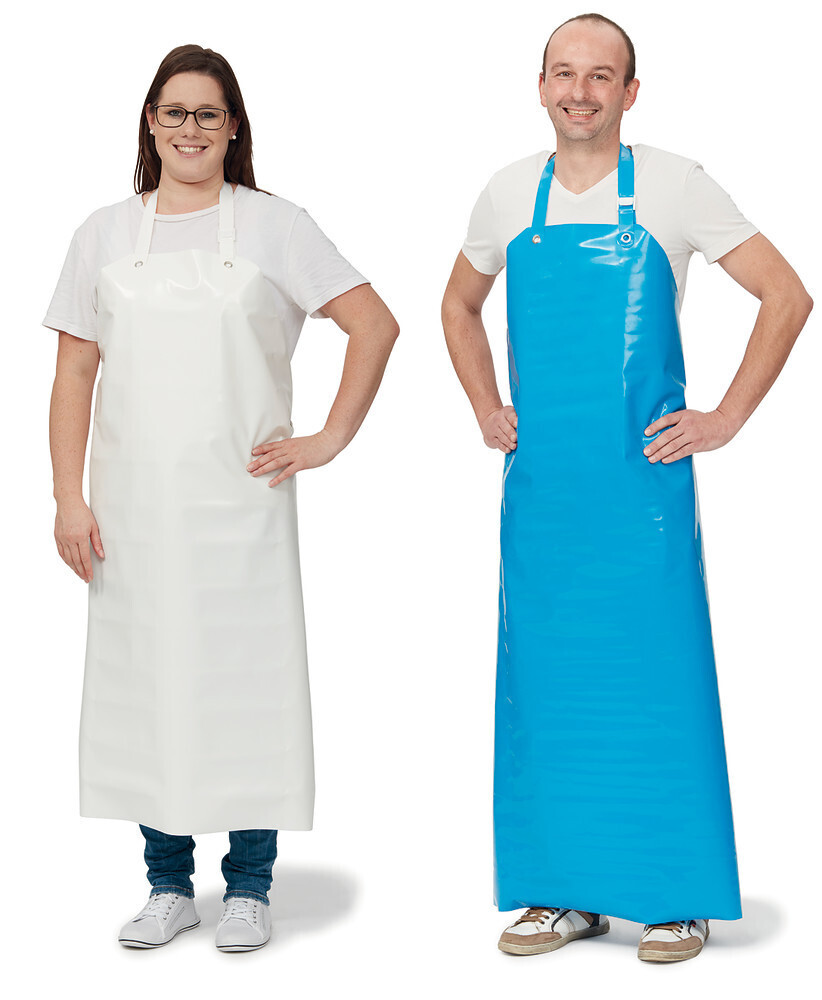 Laboratory aprons and work aprons made of PU, white, 130 cm, 1 piece