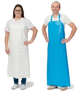 Laboratory aprons and work aprons made of PU, white, 130 cm, 1 piece