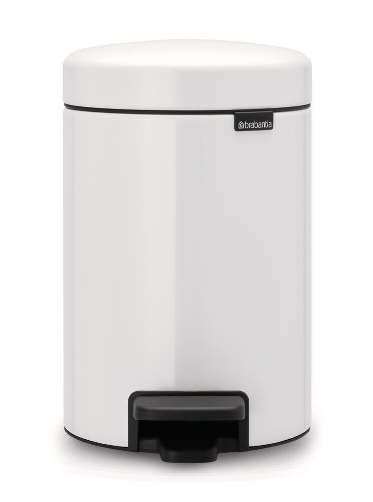 Pattumiera a pedale NewIcon con contenitore interno in polietilene, 3 l, bianco, 1 pezzo