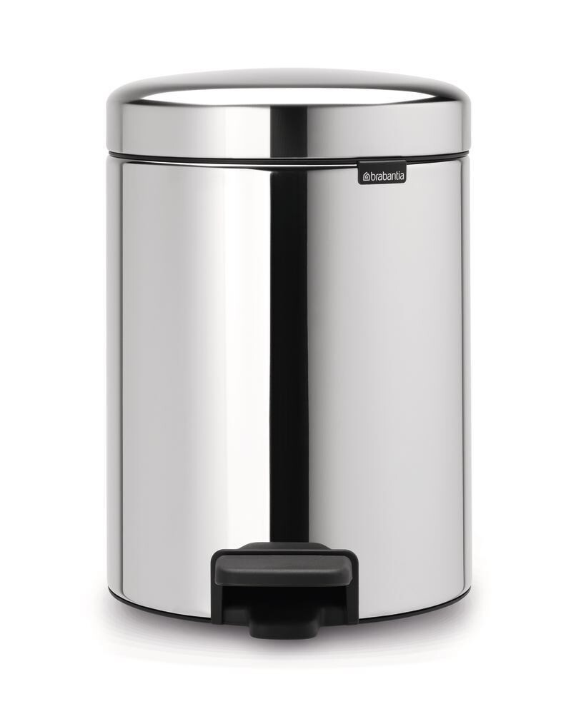 Waste bin with pedal NewIcon with polyethylene inner bin, 5 l, chrome, 1 piece