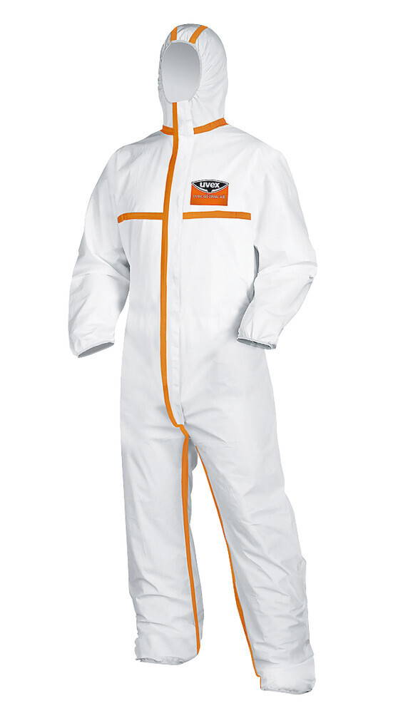 Chemical suit uvex 8959 type 4B, 5, 6, white/orange, Size, M, 1 Piece