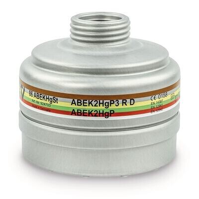 Filtres respiratoires avec filetage standard, A2B2E2K2Hg-P3 RD, 1 pièce