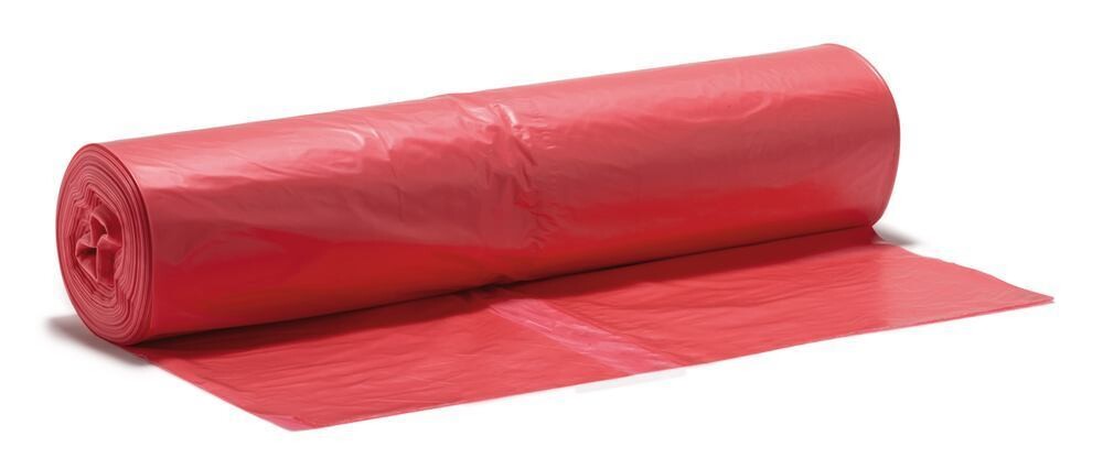 Sacs poubelles, 70 l, rouge, 575 x 1000 mm, 50 pièces