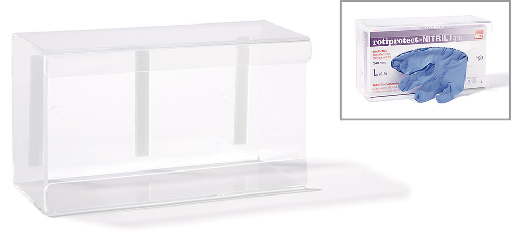 Wall holder for glove boxes made of acrylic, 250 x 140 x 70 mm, 1 piece