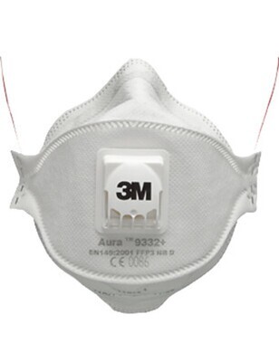 Particle filter mask Aura 9300+ with Cool-Flow exhalation valve, FFP3 NR D, 9332+, 10 pieces