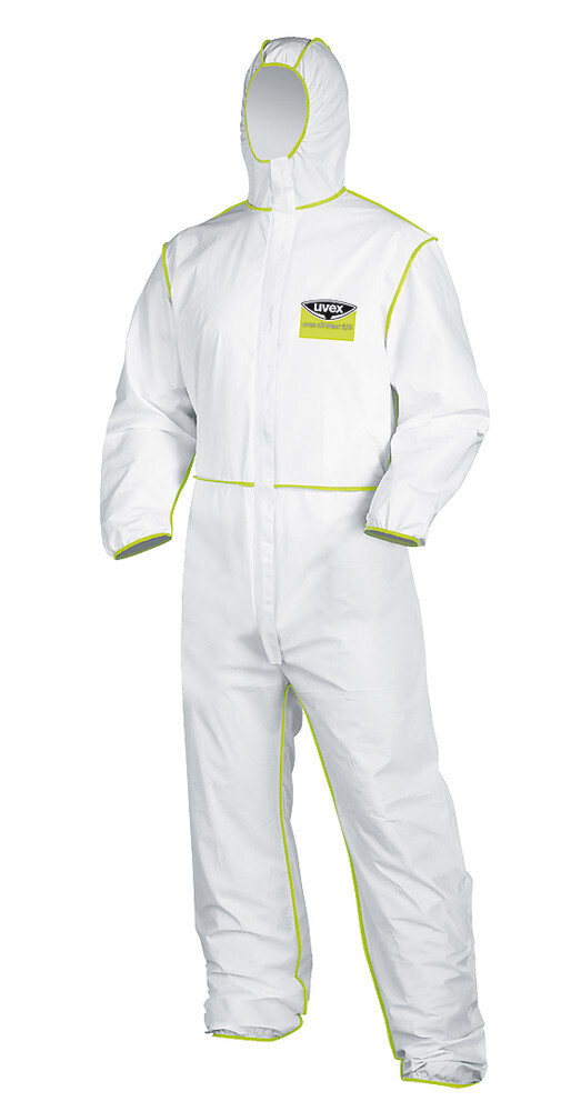 Tuta chimica uvex 9877 tipo 5/6, bianco/lime, taglia L, 1 pezzo