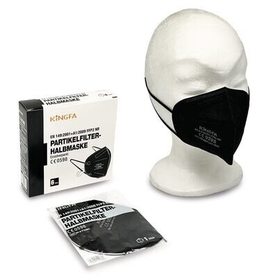 Mascarilla plegable pandémica FFP2 KF-A F10 negra, 6 piezas