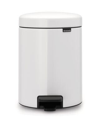 Pattumiera a pedale NewIcon con contenitore interno in polietilene, 5 l, bianco, 1 pezzo