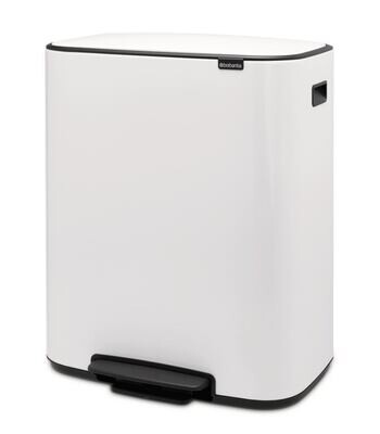Pattumiera con pedale Bo 2 scomparti, 2 x 30 l, bianco, 1 pezzo
