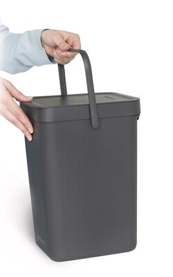 Pattumiera InchSort &amp; GoInch con supporto a parete, 6 l, grigio, 1 pezzo