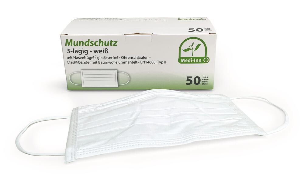 Medical face masks MEDI-INN, white, 50 pieces