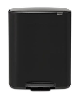 Pattumiera con pedale Bo 2 scomparti, 2 x 30 l, nero, 1 pezzo