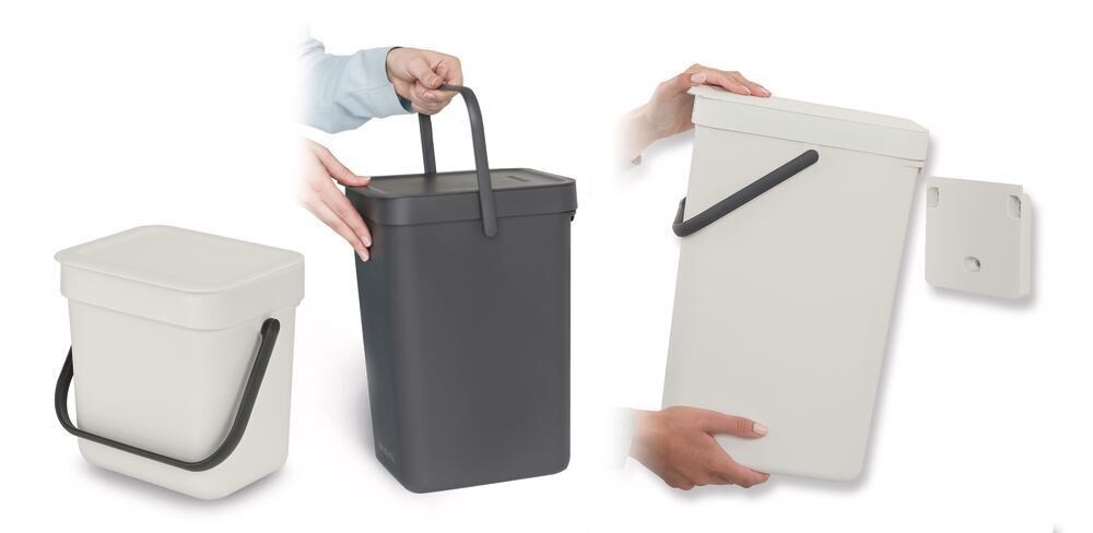 Waste bin InchSort &amp; GoInch with wall holder, 12 l, gray, 1 piece