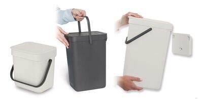 Waste bin InchSort &amp; GoInch with wall holder, 12 l, gray, 1 piece