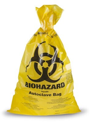 Sacchetti per lo smaltimento BIOHAZARD giallo, 60 l, 600 x 800 mm, 500 pezzi