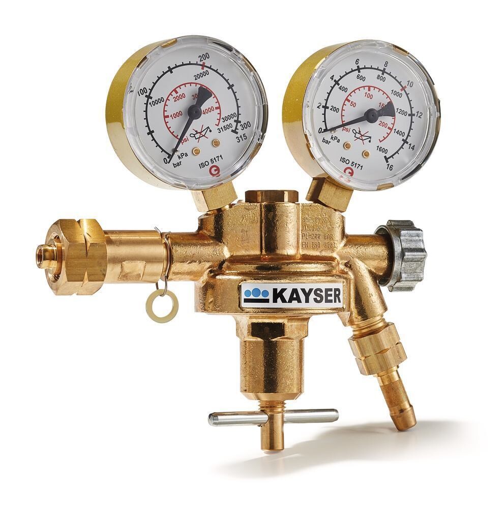 Cylinder pressure reducer, single-stage version, brass, type of gas test gas 1 piece