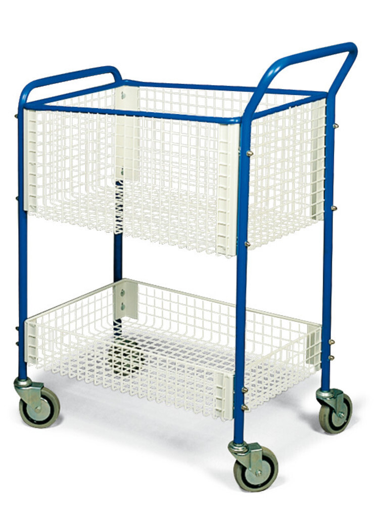 Laboratory wire basket trolley, steel tube, and sheet steel, 2 baskets 65 l/24 l 1 Piece