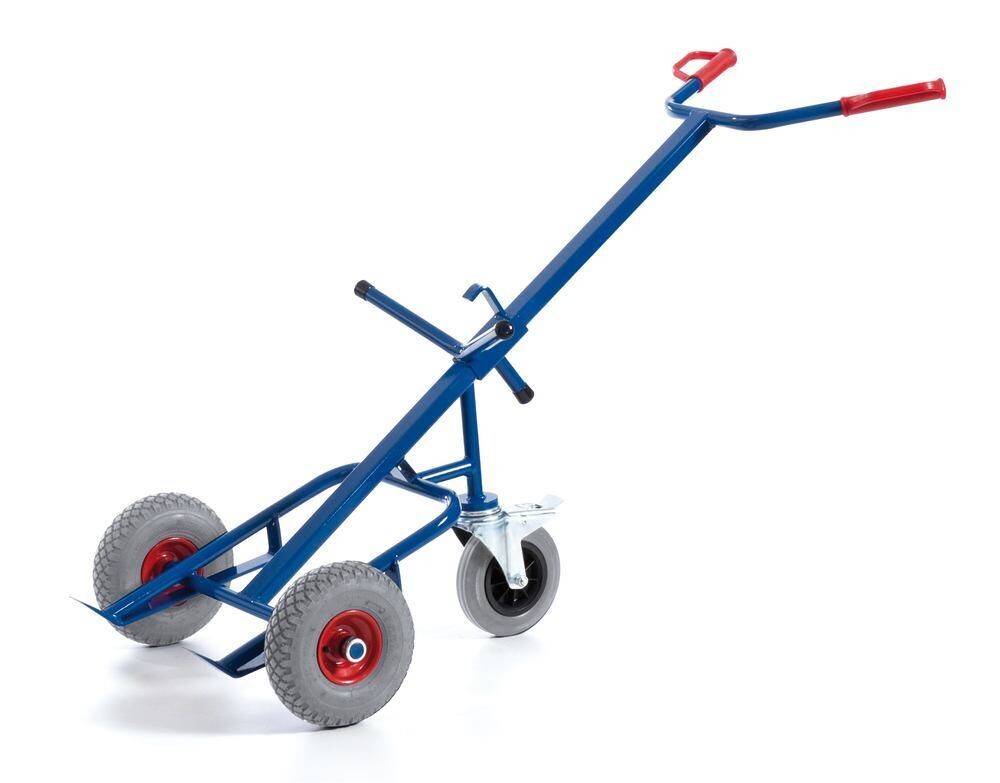 Carro para barriles con rueda de apoyo, ruedas de goma maciza 1 pieza