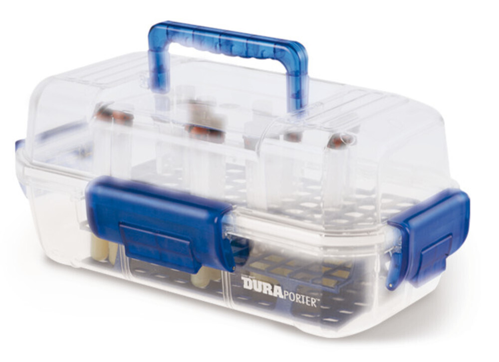 Safety holder DuraPorter(TM), transparent/blue 1 pc