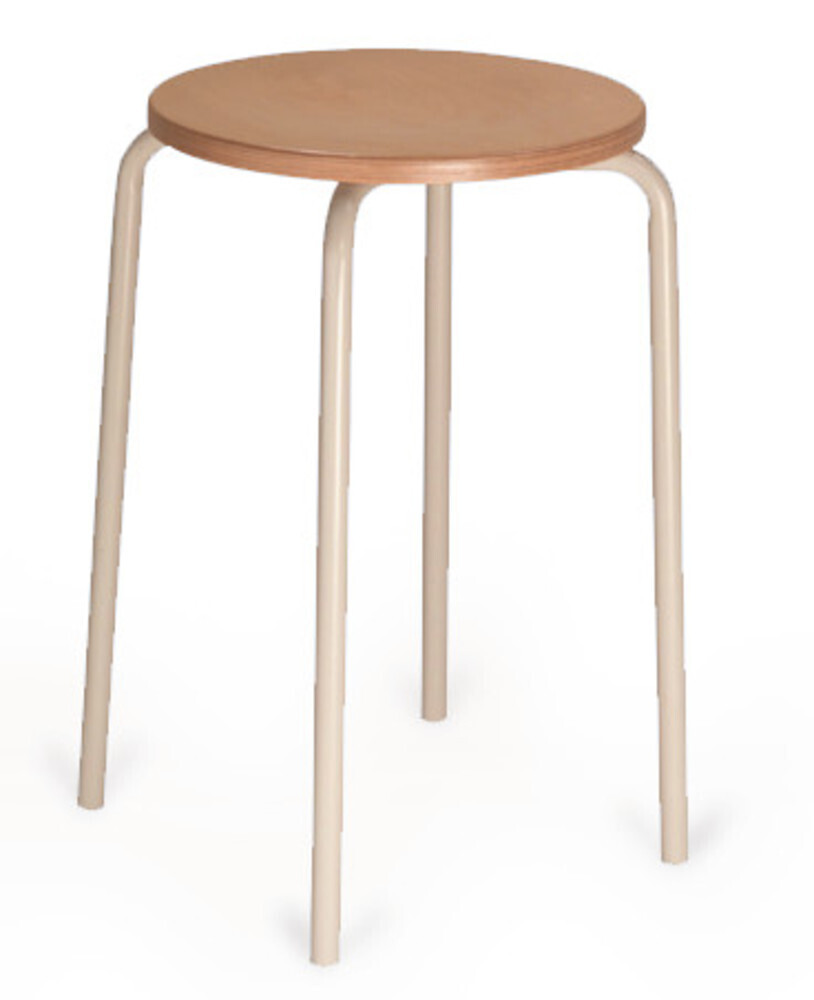 Stacking stool, seat natural beech, rack light grey, H 500 mm 1 Piece