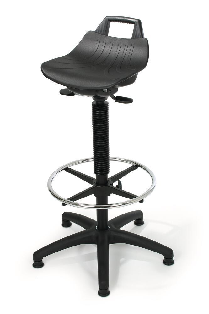 Stool and standing aids, high, Seat PP, black, glider+foot ring 1 Piece