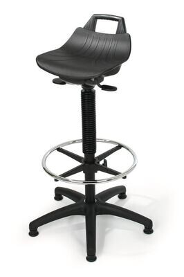 Taburete y ayudas para estar de pie, alto, Asiento PP, negro, deslizador+anillo de pie 1 Pieza