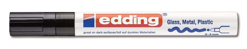 Paint marker pen, edding®, 750, black, round tip, fine, 2-4 mm 10 pcs