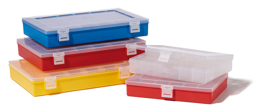 Assortment box, PP, 18 compartments, transparent, L 250 x W 170 x H 46 mm 1 piece