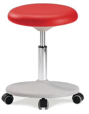 Taburete de laboratorio Labster, rojo, ruedas, altura del asiento 450-650 mm 1 ud
