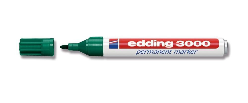 Permanent marker, edding®, 3000, green, round tip, 1.5 - 3 mm 10 pcs
