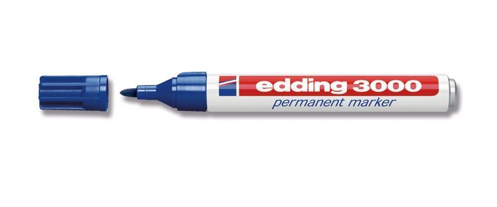 Permanent marker, edding®, 3000, blue, round tip, 1.5 - 3 mm 10 pcs