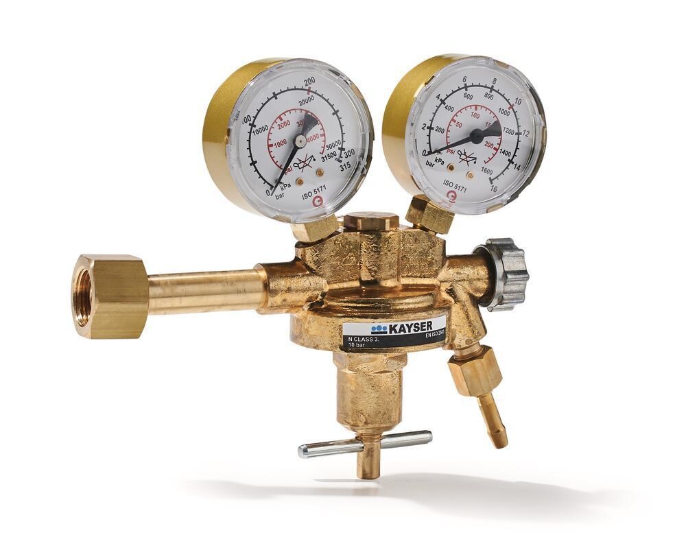 Cylinder pressure reducer, single-stage design, brass, type of gas noble gases/CO2 1 piece