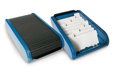 Caja para tarjetas de visita, plástico, negro/azul 1 ud.
