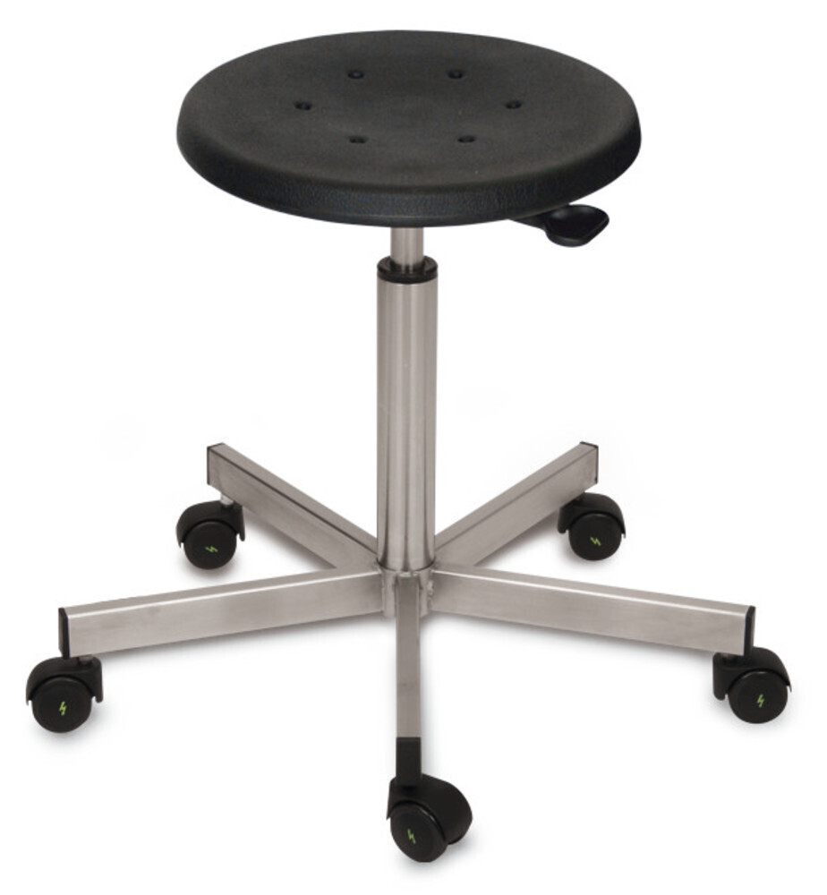 Swivel stool, stainless steel, black, rollers, seat height 500-690 1 pc