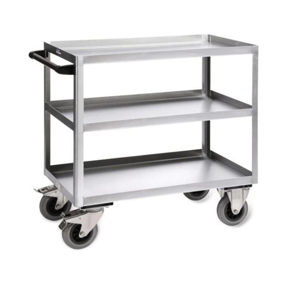Shelf trolley stainless steel, with 3 tray bottoms 1 piece