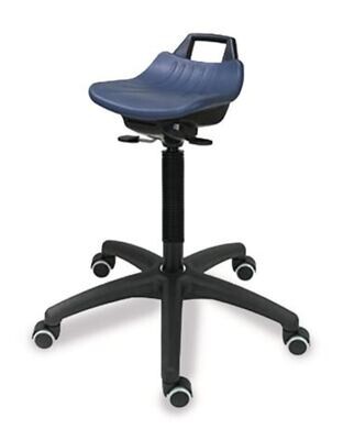 Taburete y bipedestador, alto, Asiento PU, azul, ruedas 1 Pieza