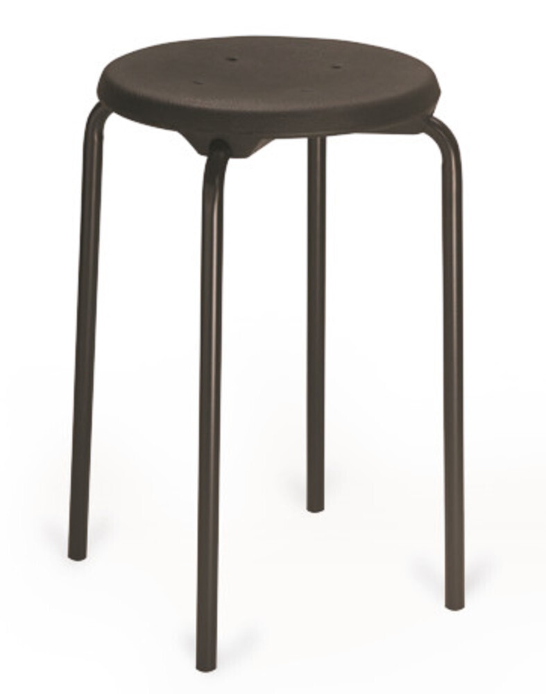 Tabouret empilable, assise PU noir, crémaillère noire, H 500 mm 1 pièce