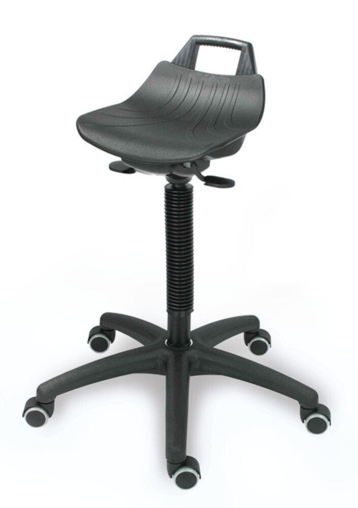 Stool and standing aids, high, Seat PP, black, rollers 1 Piece