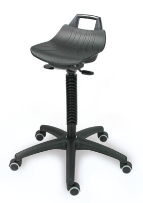 Stool and standing aids, high, Seat PP, black, rollers 1 Piece
