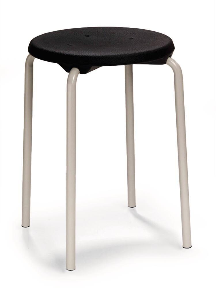 Stacking stool, seat PU black, rack light grey, H 500 mm 1 Piece